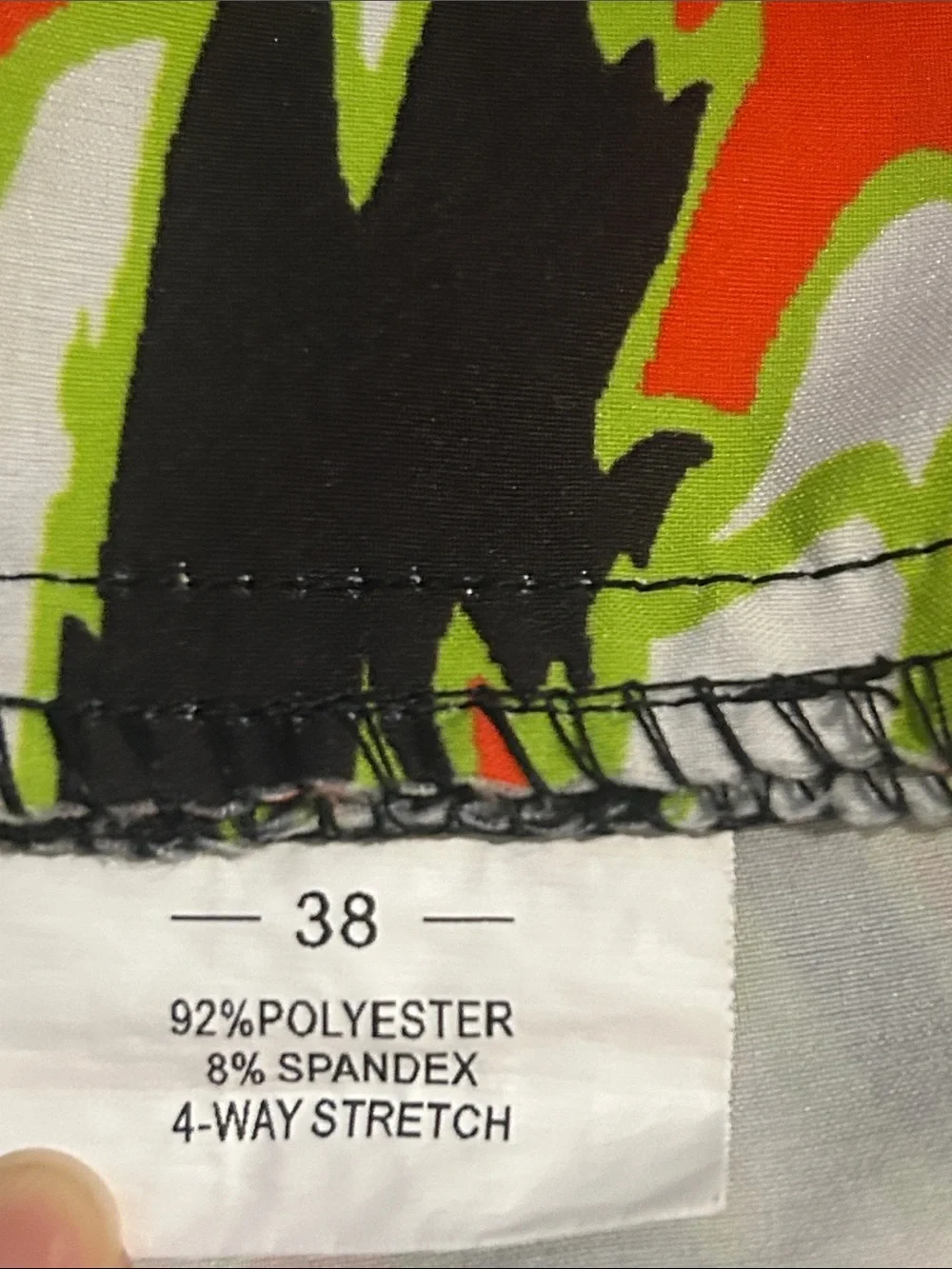 Hawaiis Finest Men’s Black Orange and Neon Green Board Shorts SZ 38